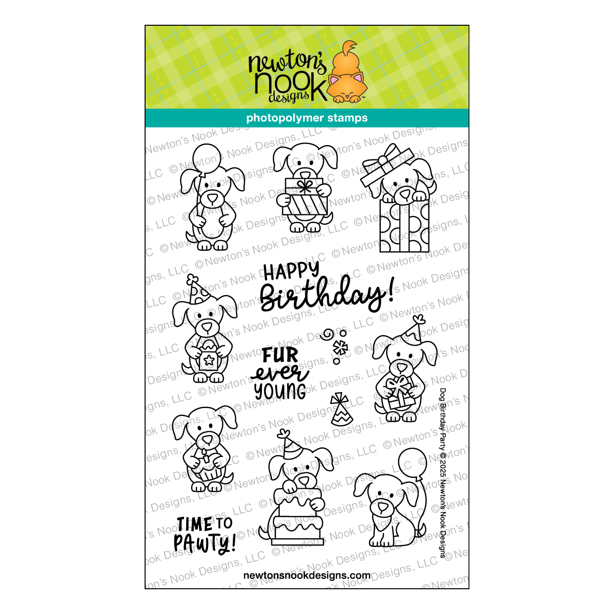 Newton's Nook Designs Dog Birthday Party Clear Stamp and Die Set image