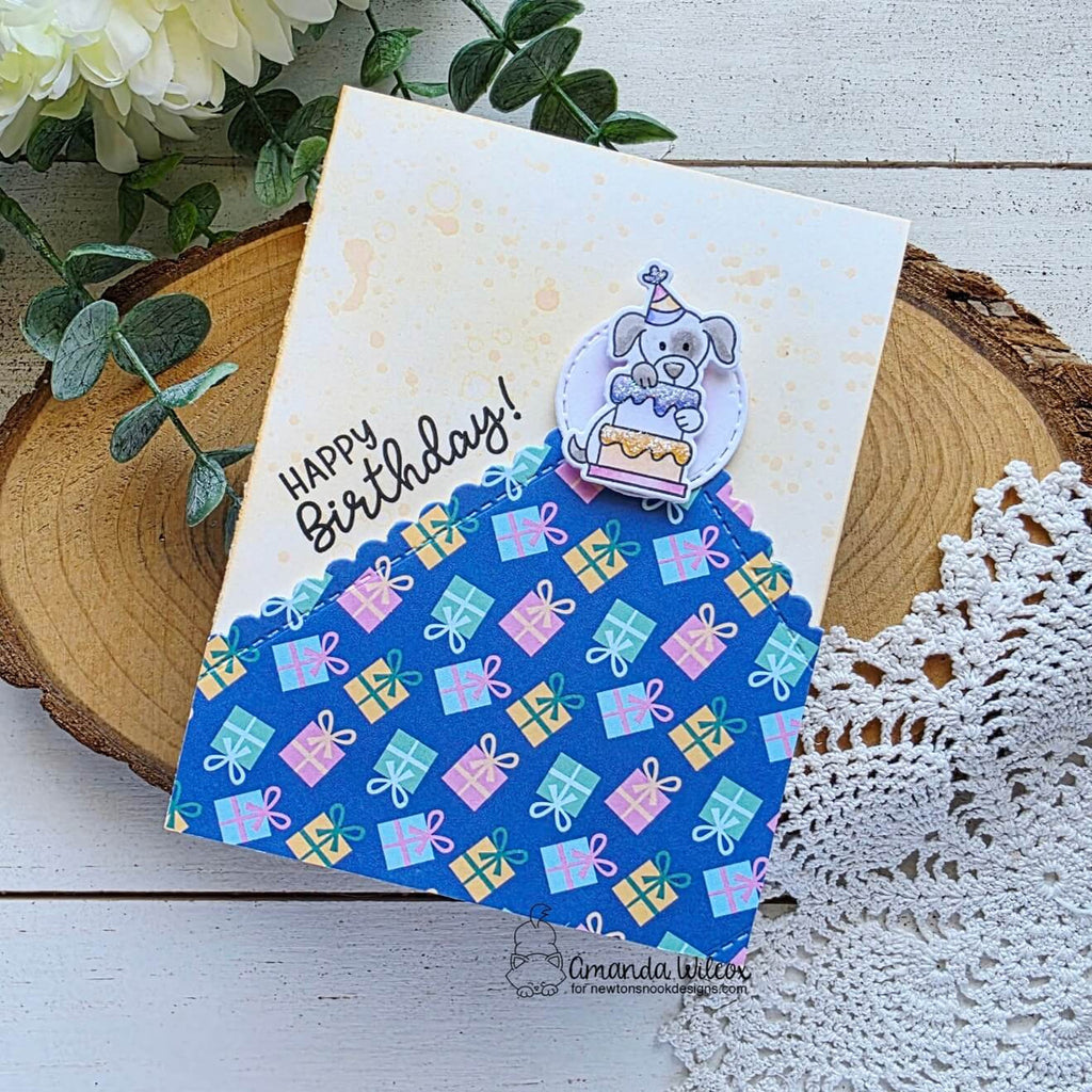Newton's Nook Designs Dog Birthday Party Clear Stamp and Die Set presents