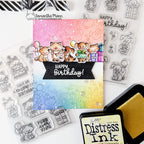 Newton's Nook Designs Dog Birthday Party Clear Stamp and Die Set rainbow