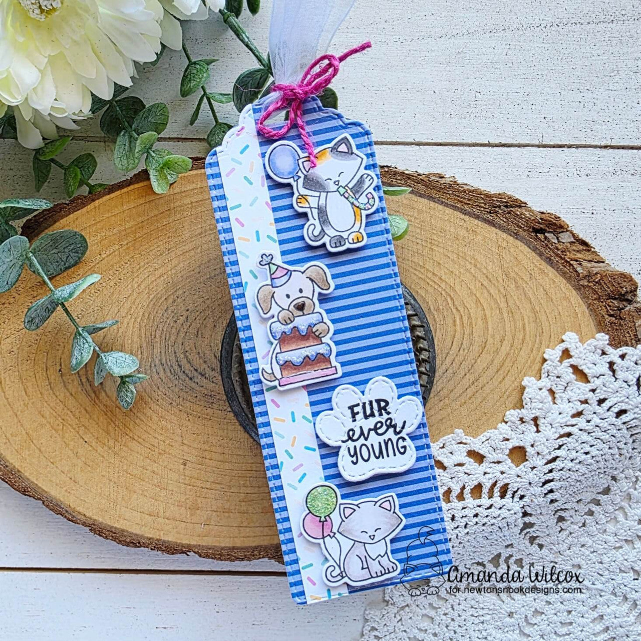 Newton's Nook Designs Dog Birthday Party Dies nn2507d02 bookmark