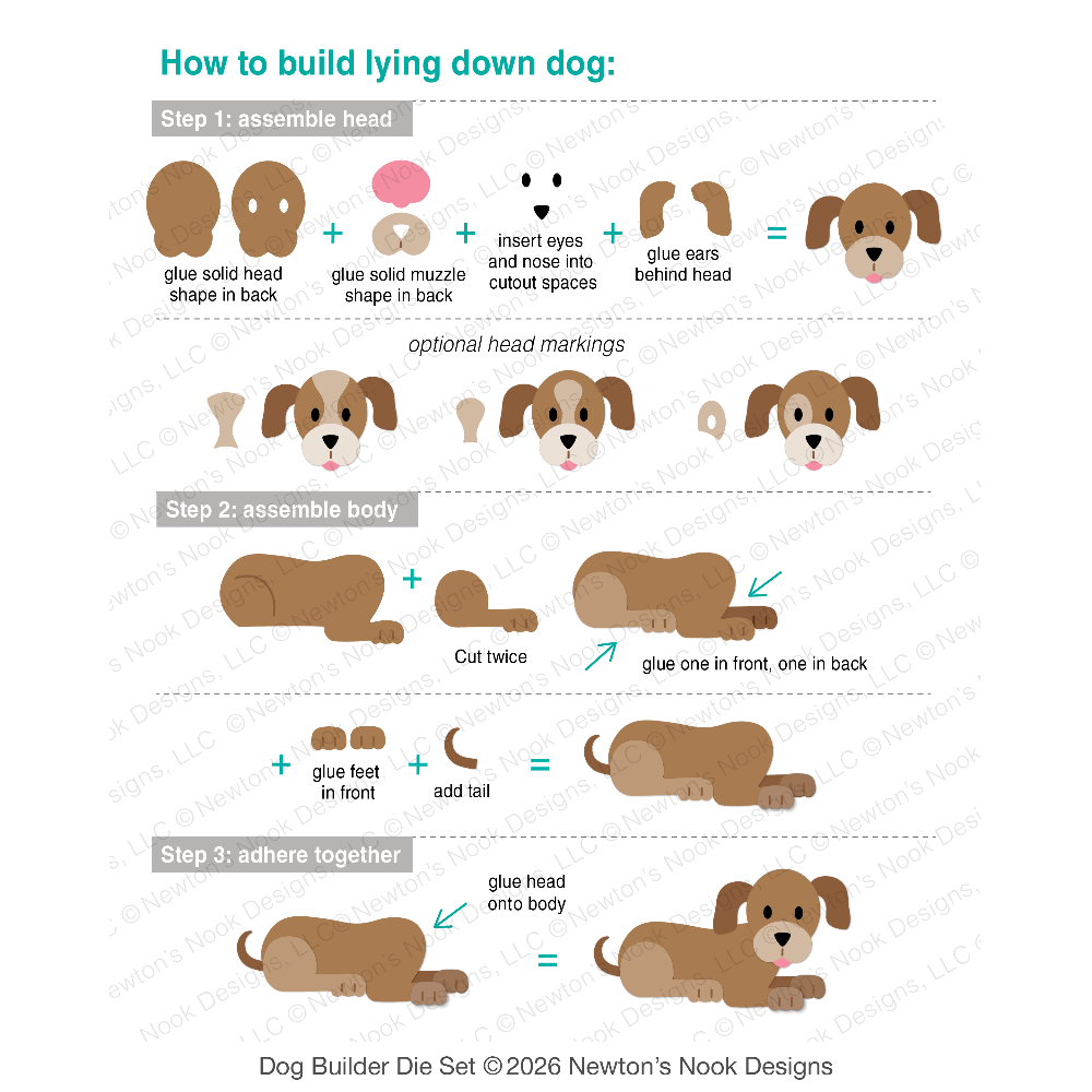 Newton's Nook Designs Dog Builder Dies nn2608d02 lying down dog guide