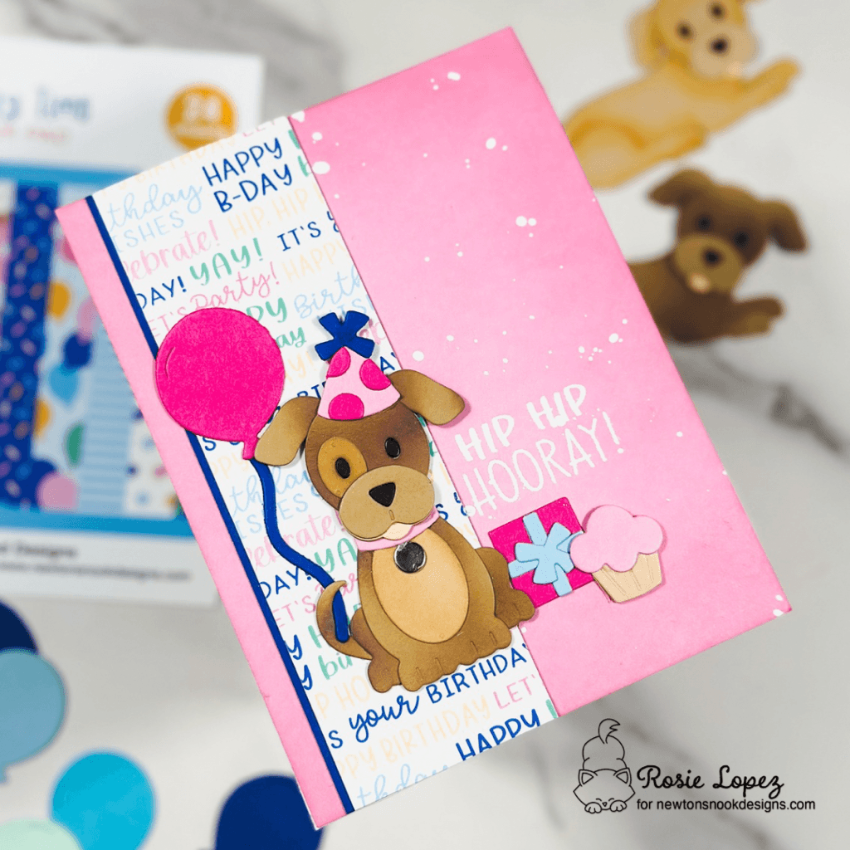 Newton's Nook Designs Dog Builder Dies nn2608d02 pink birthday card