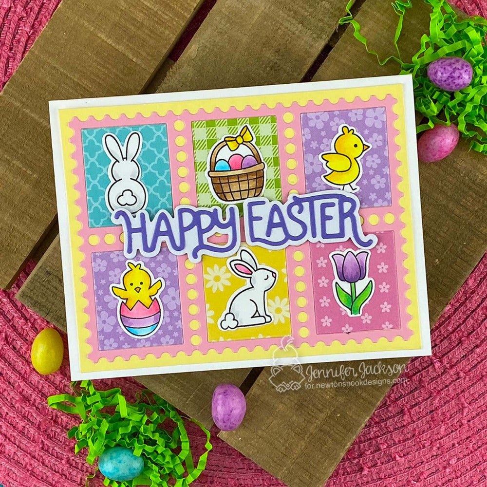 Newton's Nook Designs Easter Postage Sampler Clear Stamp and Die Set blocks