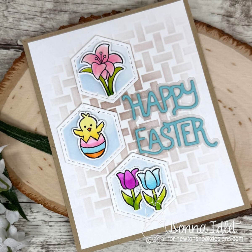 Newton's Nook Designs Easter Postage Sampler Clear Stamp and Die Set hex