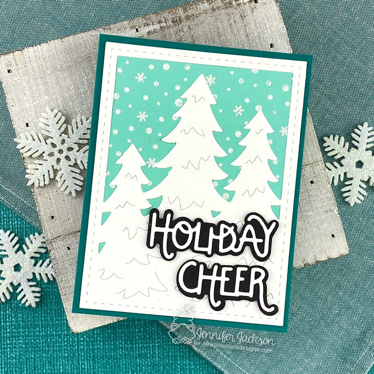 Newton's Nook Designs Evergreens Frame Die nn2410d05 holiday cheer