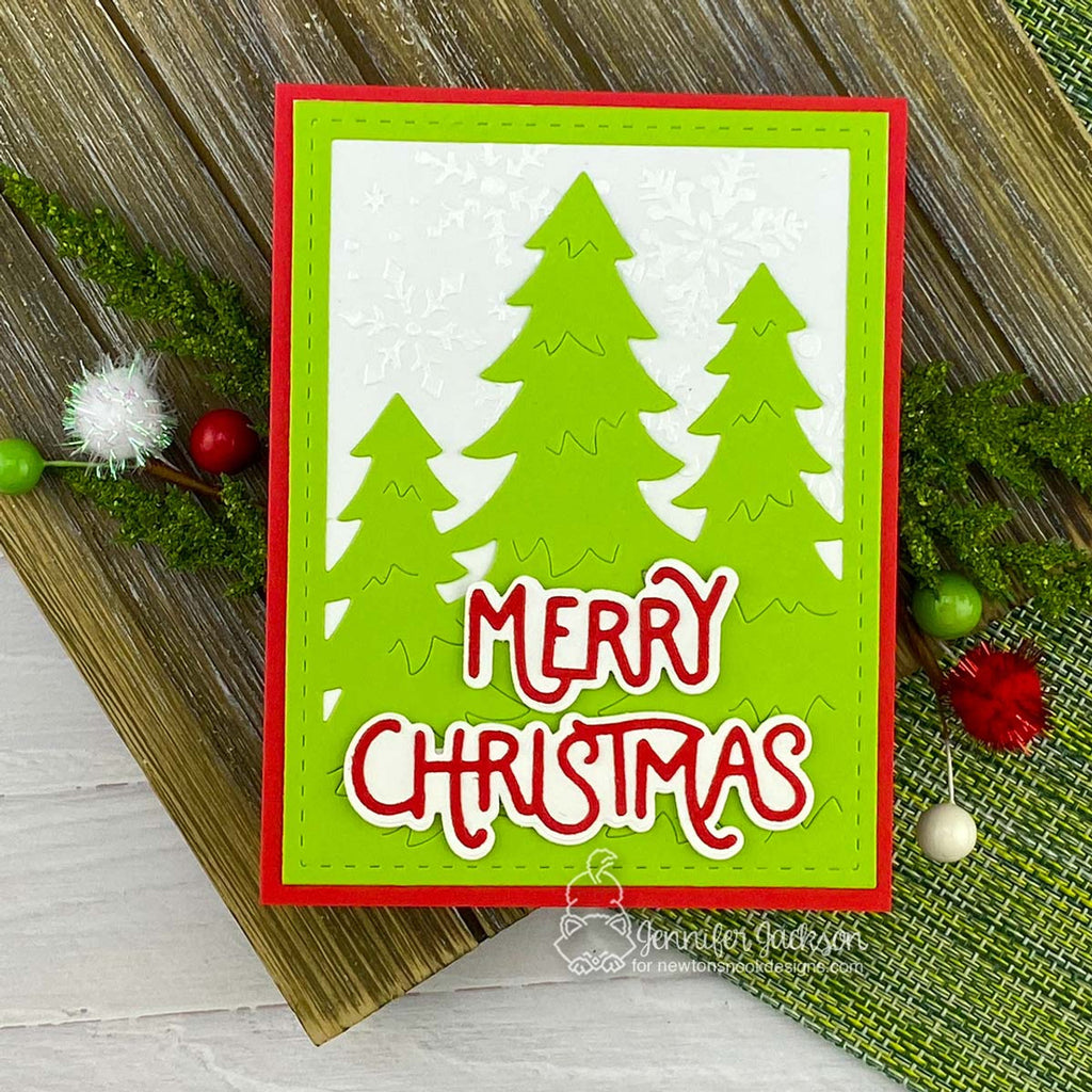 Newton's Nook Designs Evergreens Frame Die nn2410d05 merry christmas