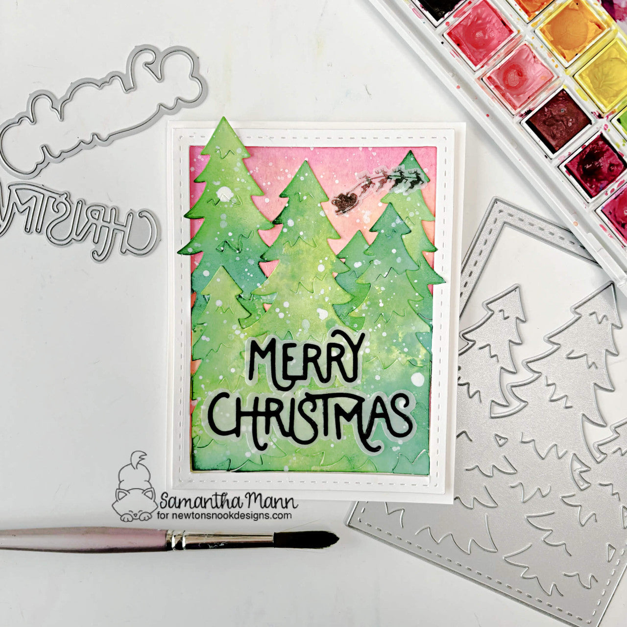 Newton's Nook Designs Evergreens Frame Die nn2410d05 reindeer