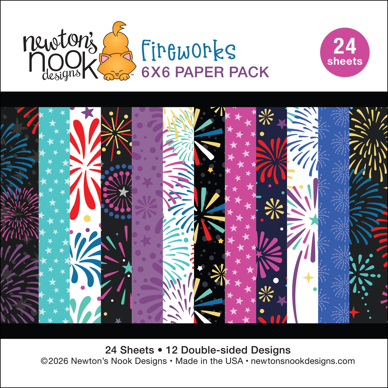 Newton's Nook Designs Fireworks 6x6 inch Paper Pad nn2606p02