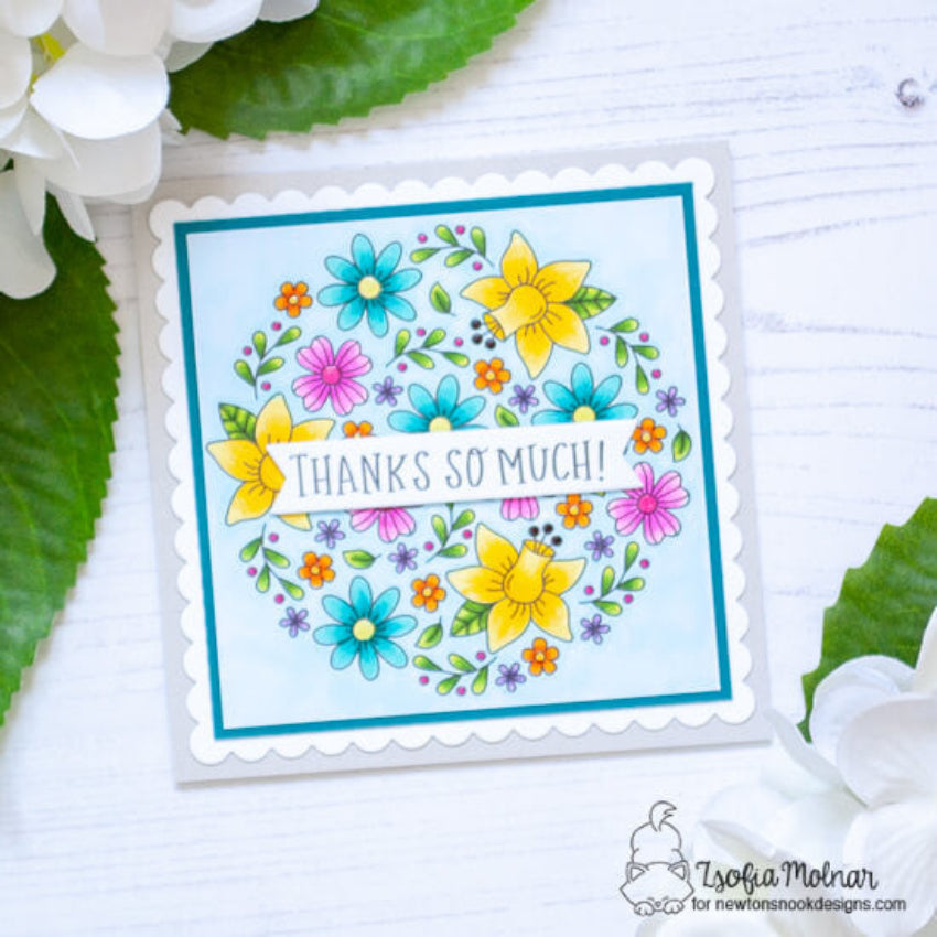 Newton's Nook Designs Floral Roundabout Clear Stamps nn2005s05 thanks so much