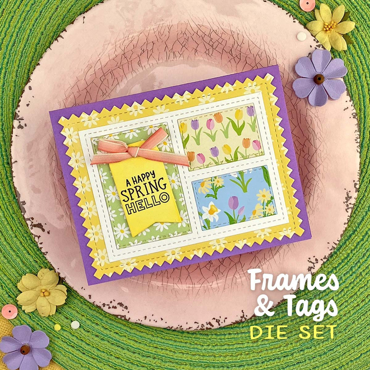 Newton's Nook Designs Frames and Tags Dies nn2403d01 happy spring