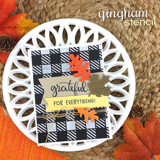Newton's Nook Designs Gingham Stencil nn1909t01 leaf