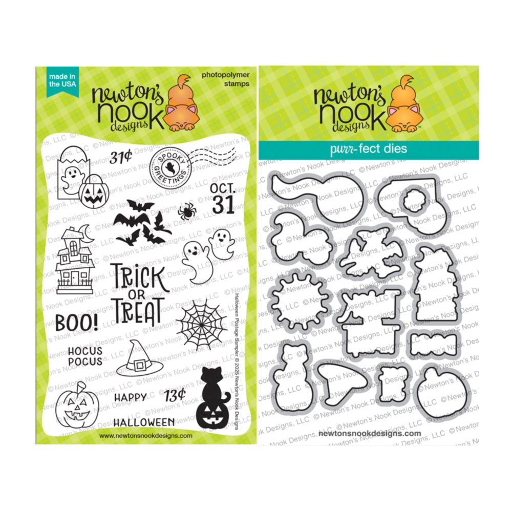 Newton's Nook Designs Halloween Postage Sampler Clear Stamp and Die Set
