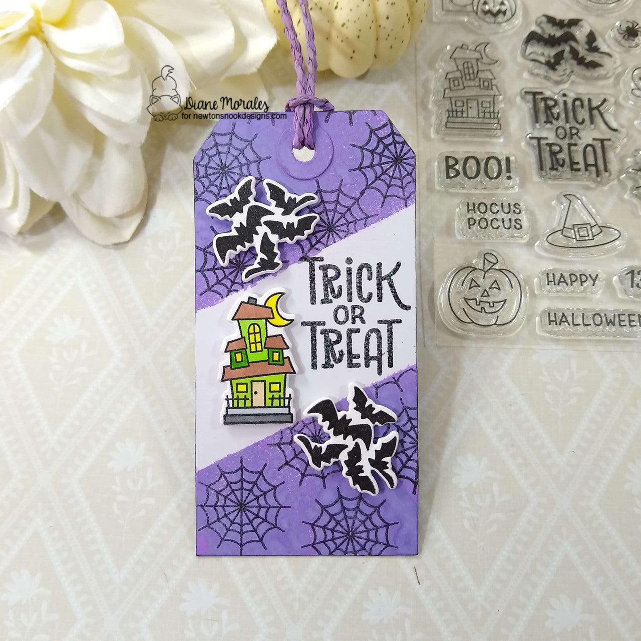 Newton's Nook Designs Halloween Postage Sampler Clear Stamp and Die Set tag