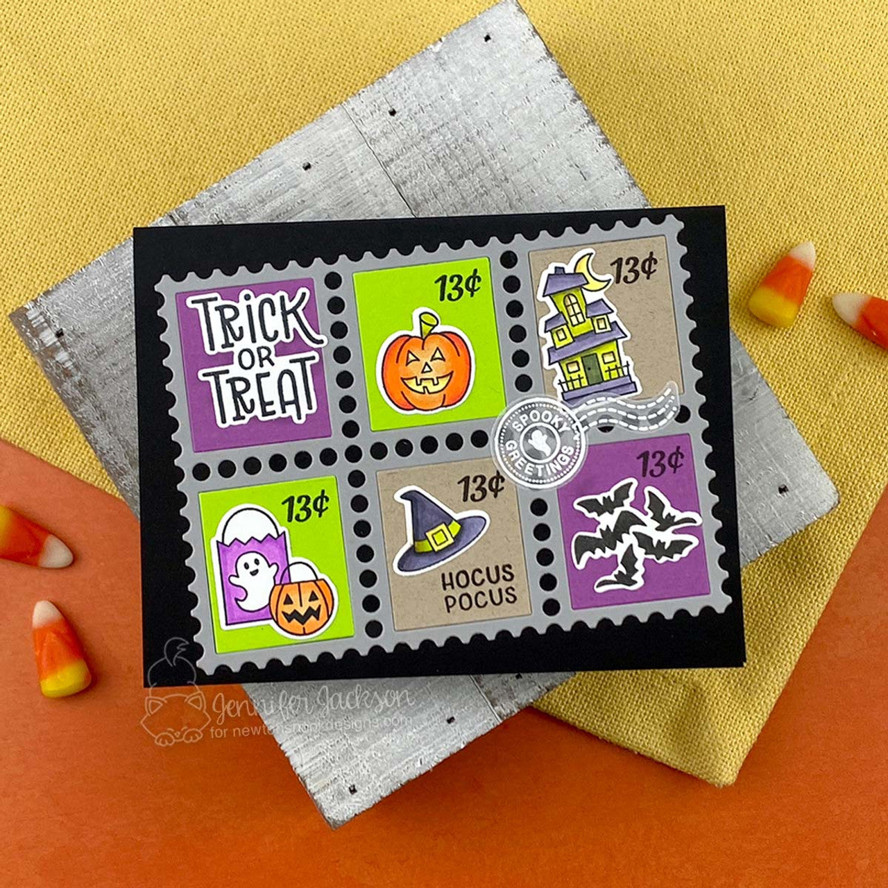 Newton's Nook Designs Halloween Postage Sampler Clear Stamps nn2509s05 hat