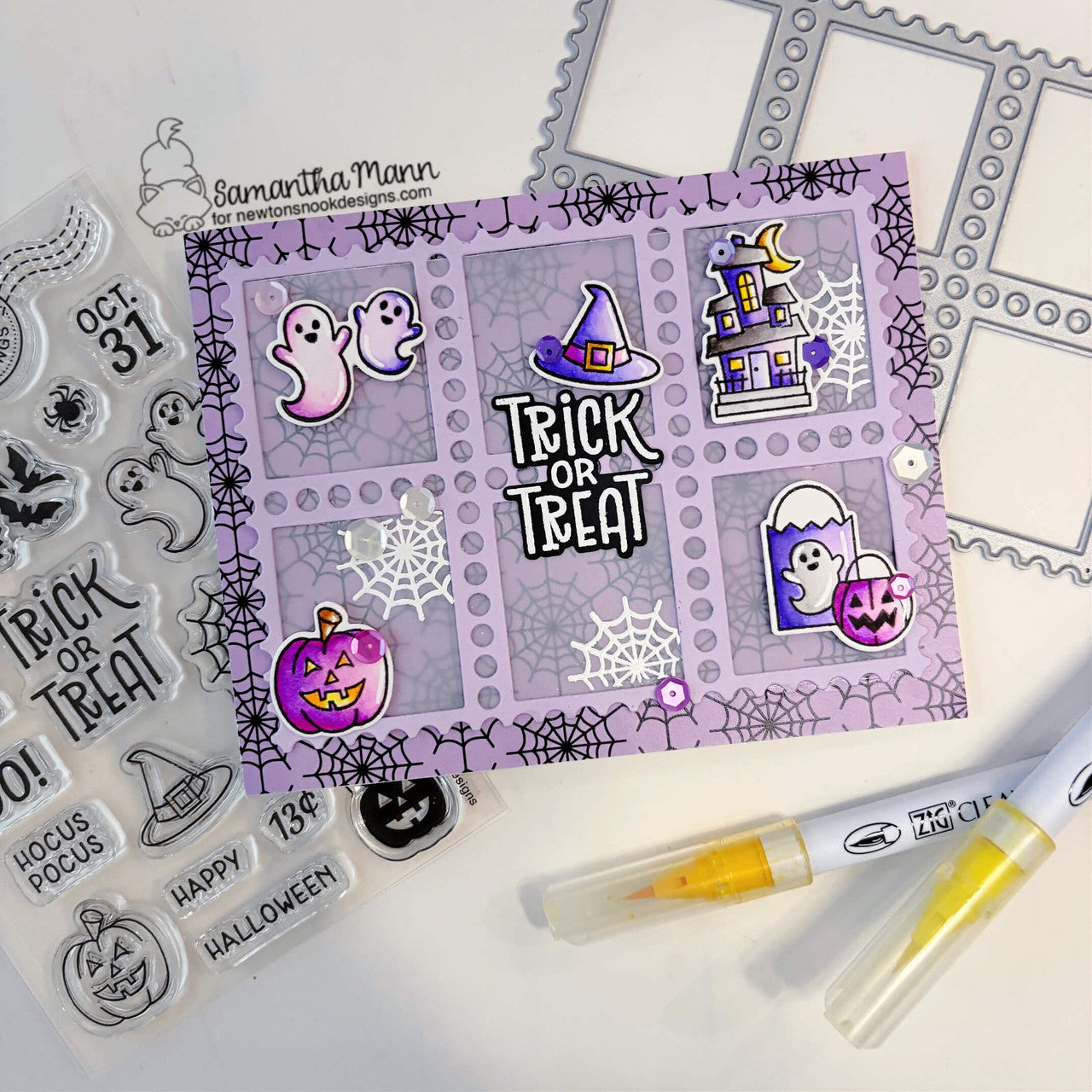 Newton's Nook Designs Halloween Postage Sampler Dies nn2509d05 ghosts