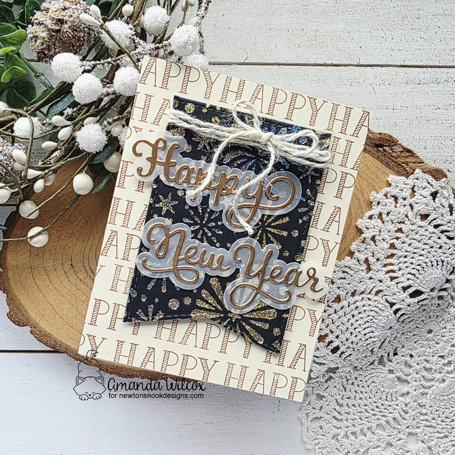 Newton's Nook Designs Happiest Holidays Dies nn2510d05 golden