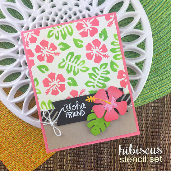 Newton's Nook Designs Hibiscus Stencil nn1907t01 pink flowers