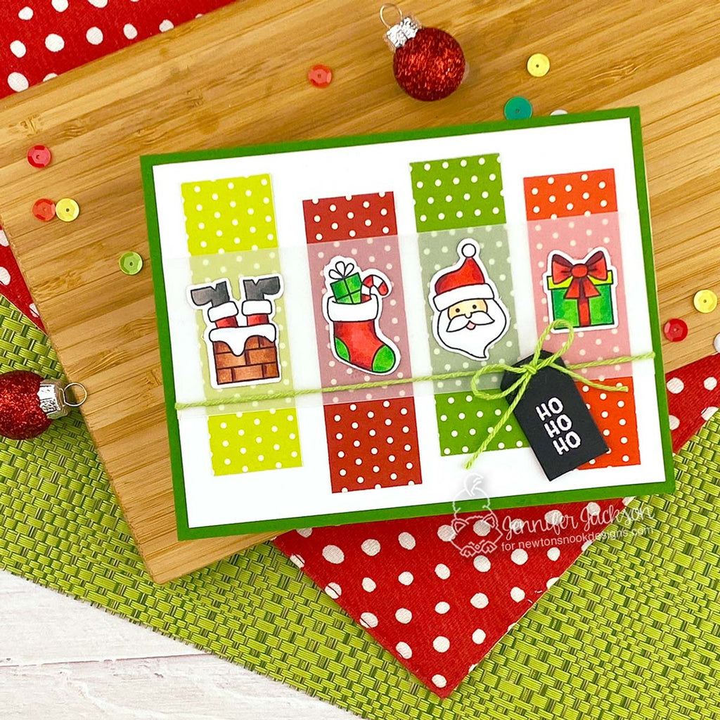 Newton's Nook Designs Holiday Postage Sampler Clear Stamp and Die Set red and green