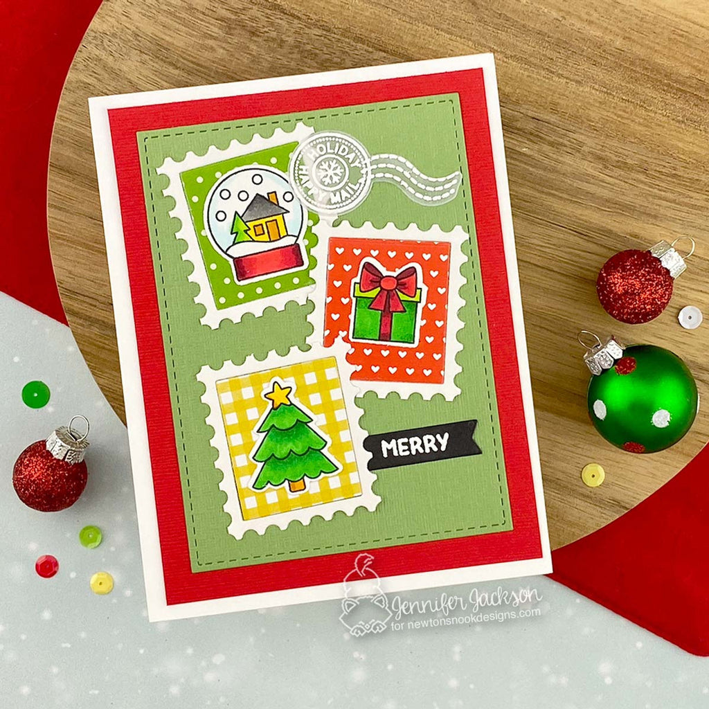 Newton's Nook Designs Holiday Postage Sampler Clear Stamps nn2410s03 present