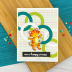 Newton's Nook Designs Hula Hoop Newton Clear Stamp and Die Set happy birthday card