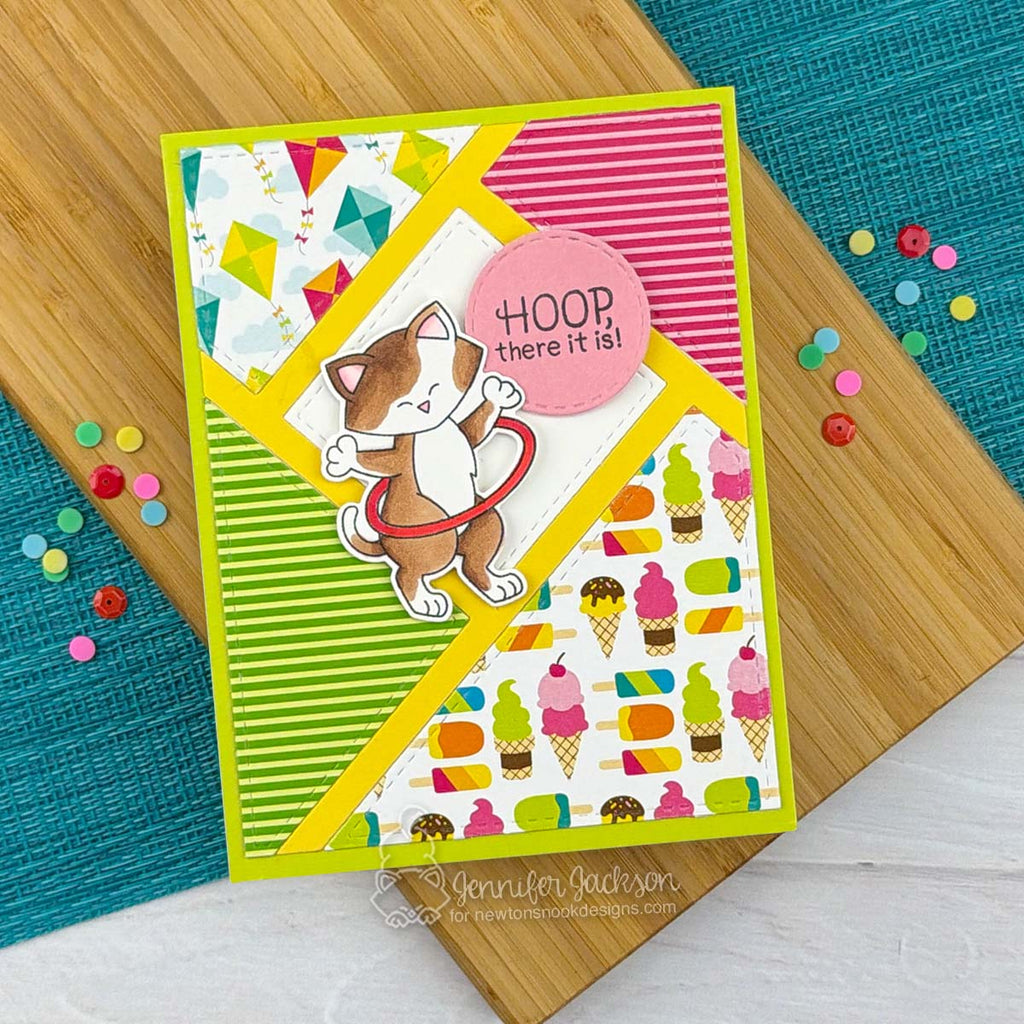 Newton's Nook Designs Hula Hoop Newton Dies nn2606d01 brown cat stripes card