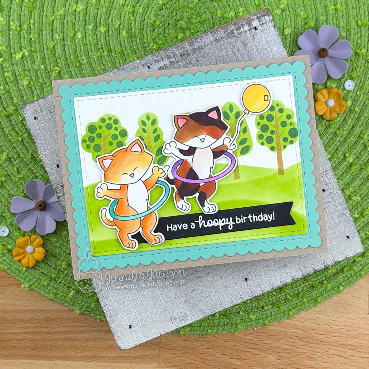 Newton's Nook Designs Hula Hoop Newton Dies nn2606d01 have a happy birthday card