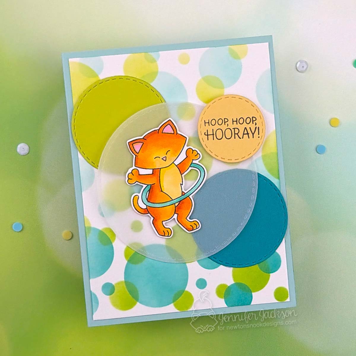 Newton's Nook Designs Hula Hoop Newton Dies nn2606d01 hooray dots card