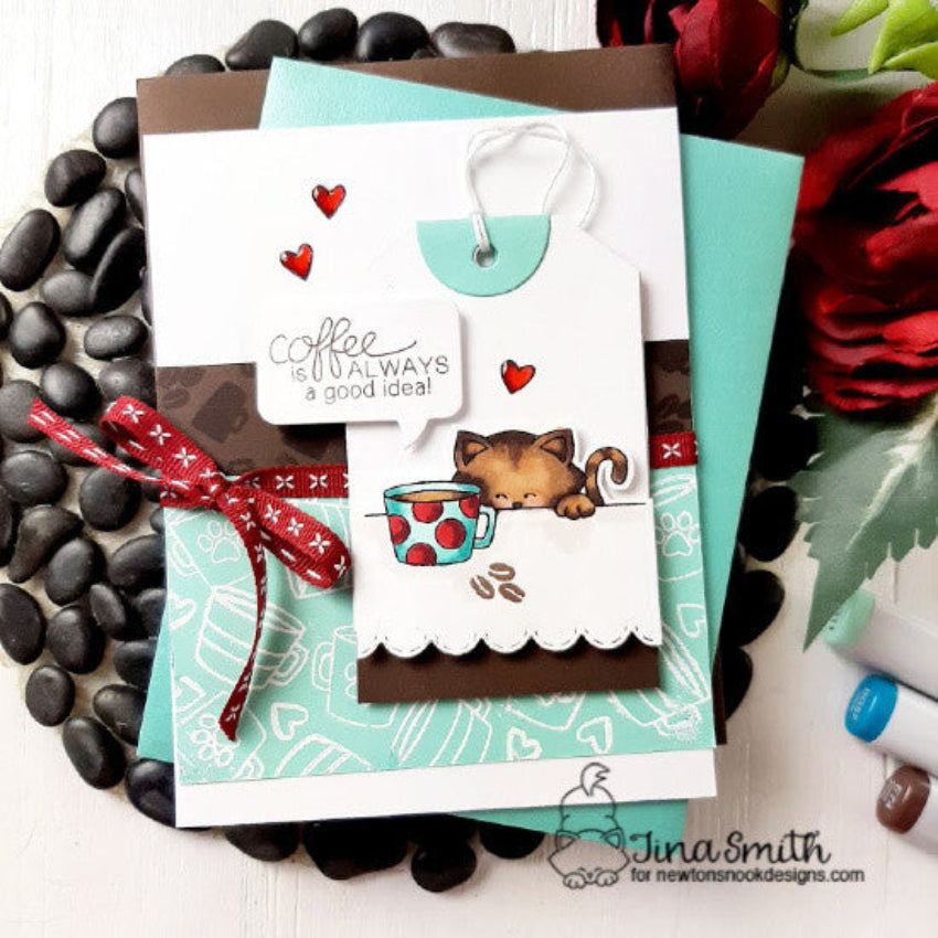 Newton's Nook Designs Newton Loves Coffee Clear Stamps 20150902 hearts and coffee beans