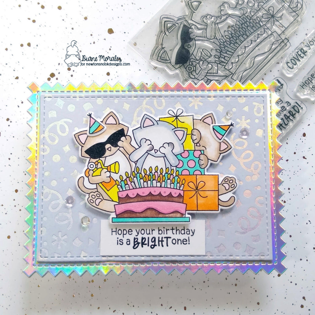 Newton's Nook Designs Newton's Bright Birthday Clear Stamp and Die Set presents