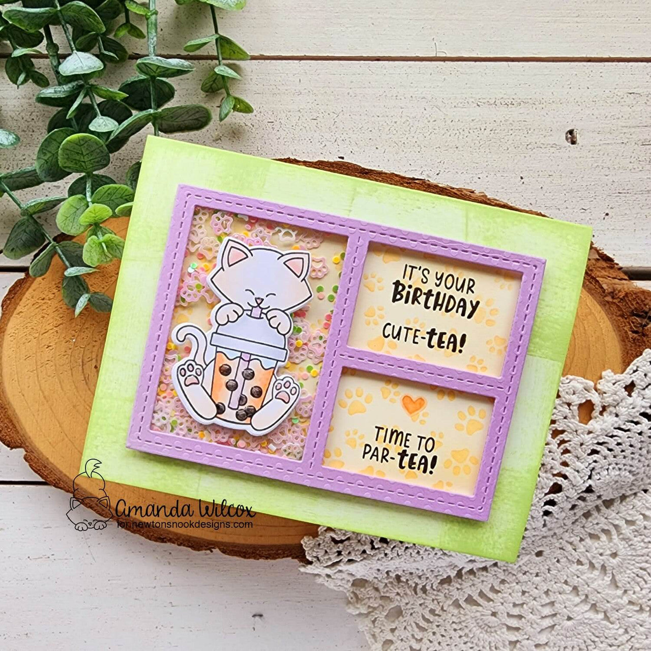 Newton's Nook Designs Newton's Bubble Tea Clear Stamps nn2404s01 shaker card