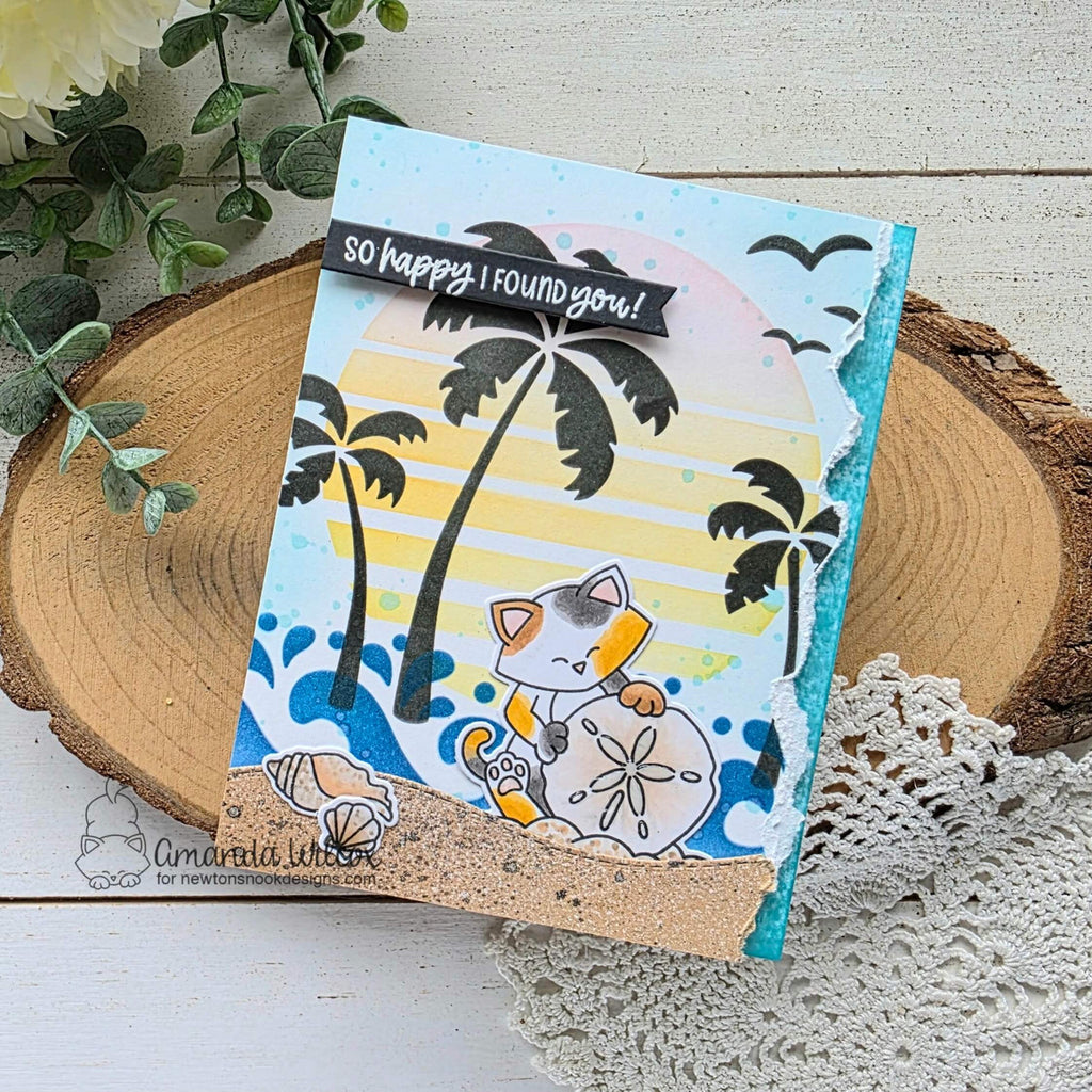Newton's Nook Designs Newton's Sand Dollar Clear Stamp and Die Set palm trees