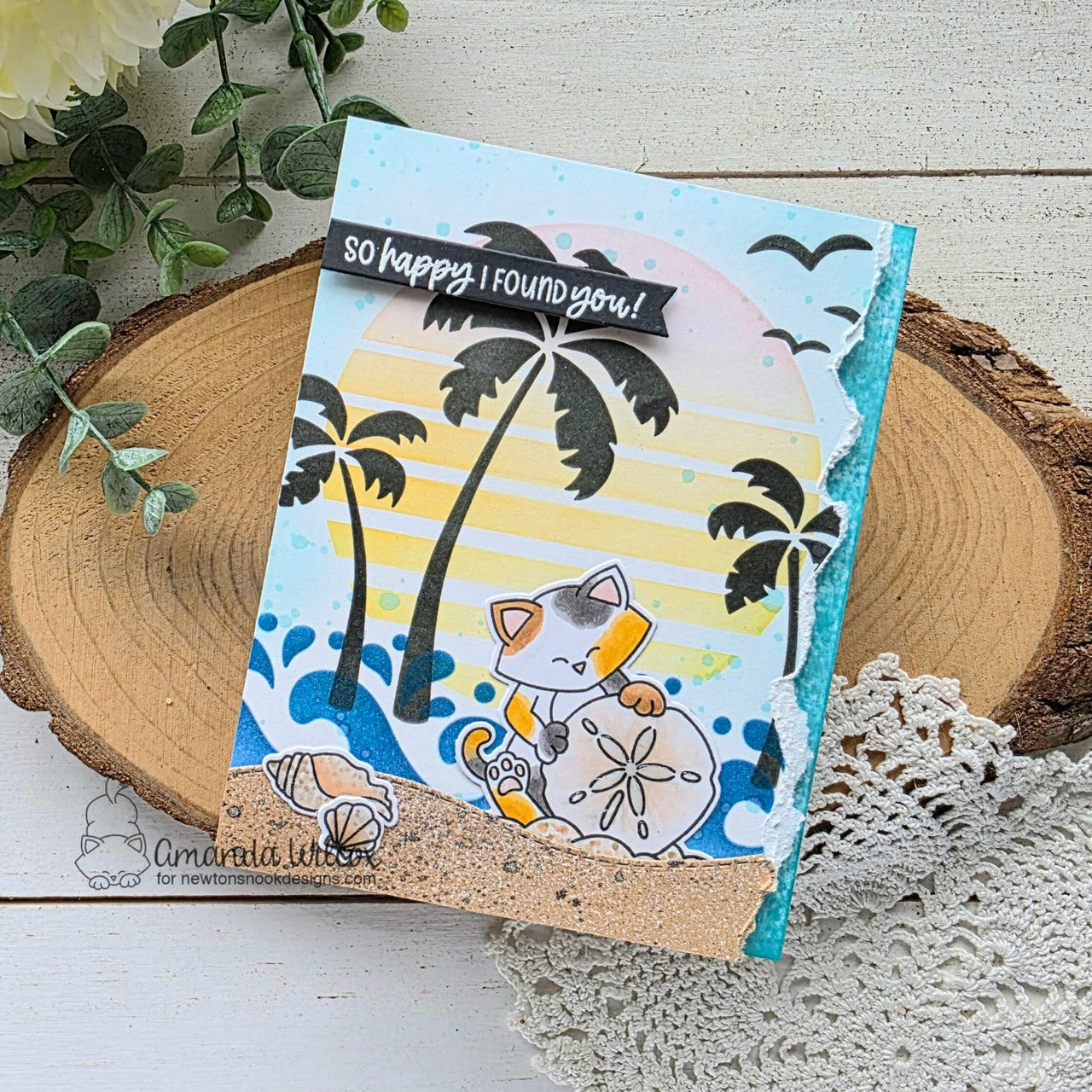 Newton's Nook Designs Newton's Sand Dollar Clear Stamp and Die Set palm trees
