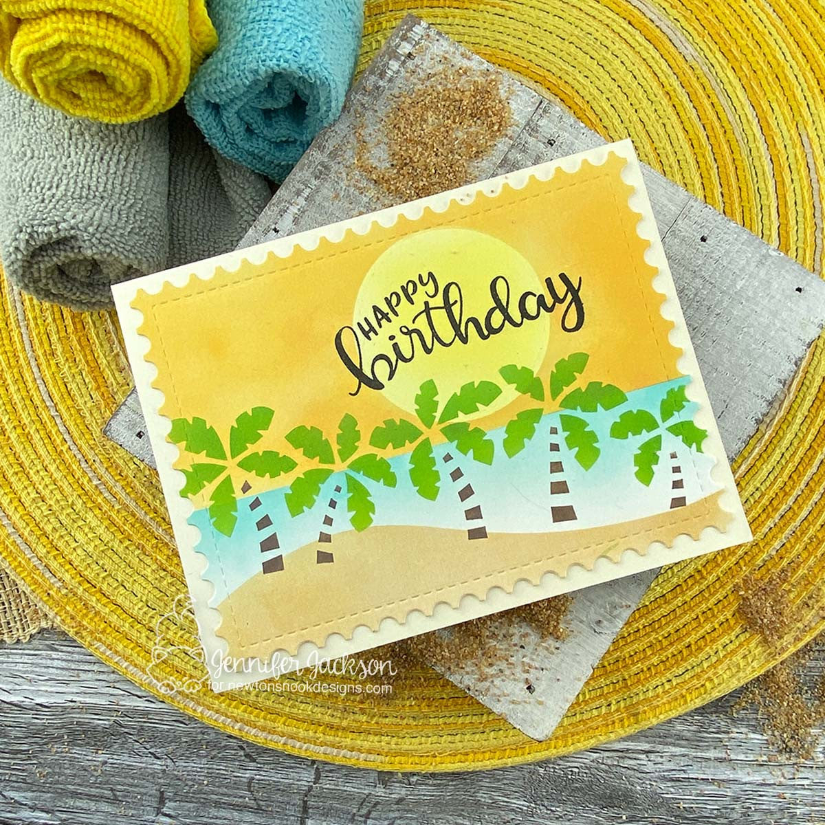Newton's Nook Designs Palm Tree Line Stencil nn2206t01 happy birthday