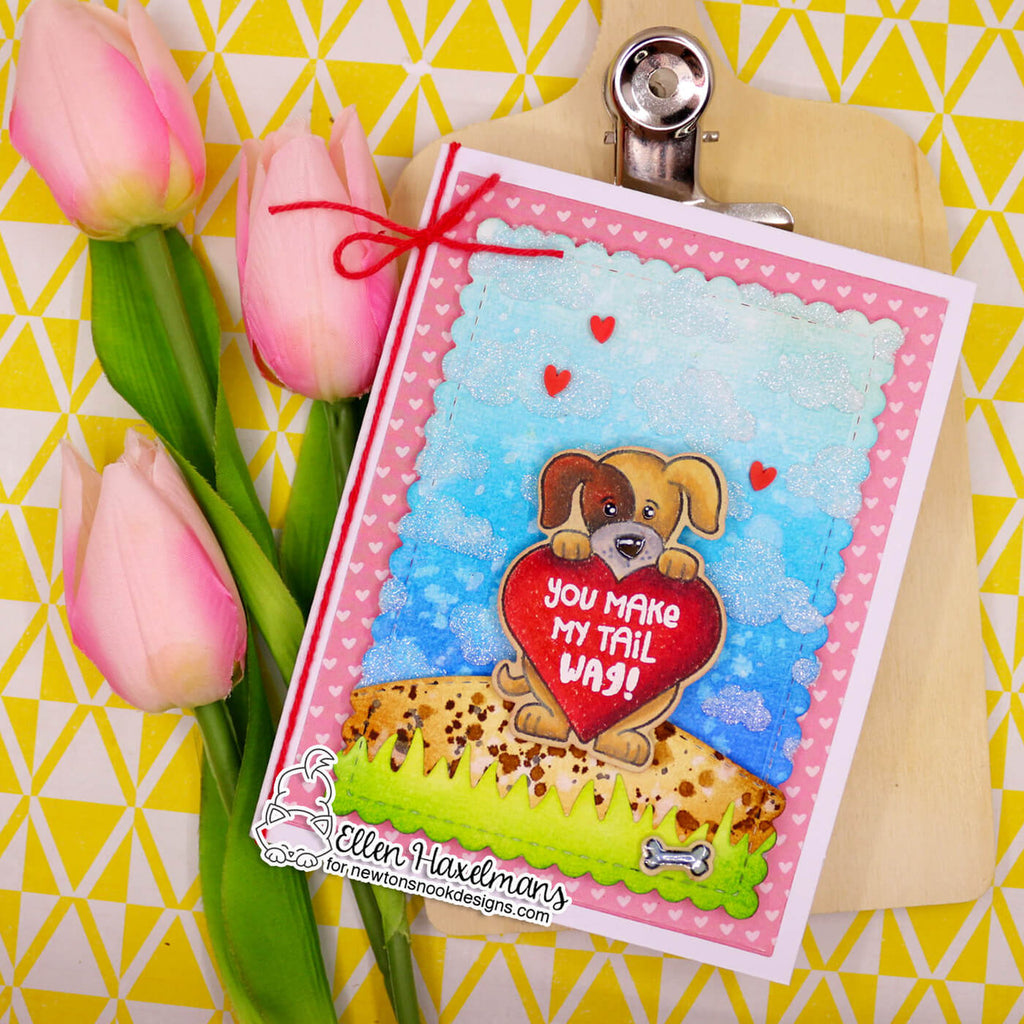 Newton's Nook Designs Puppy Heart Clear Stamps nn2301s02 love you