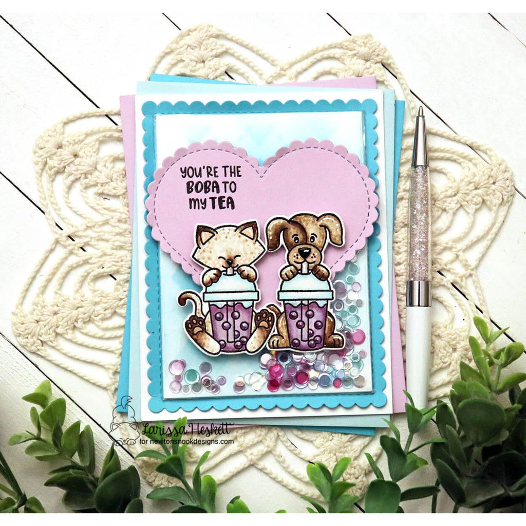 Newton's Nook Designs Puppy's Bubble Tea Clear Stamp and Die Set* confetti