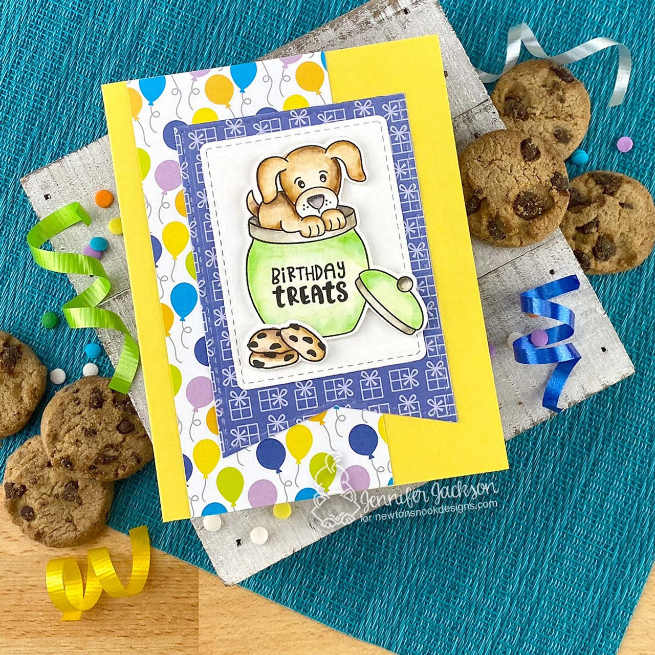 Newton's Nook Designs Puppy's Cookie Jar Clear Stamp and Die Set treats
