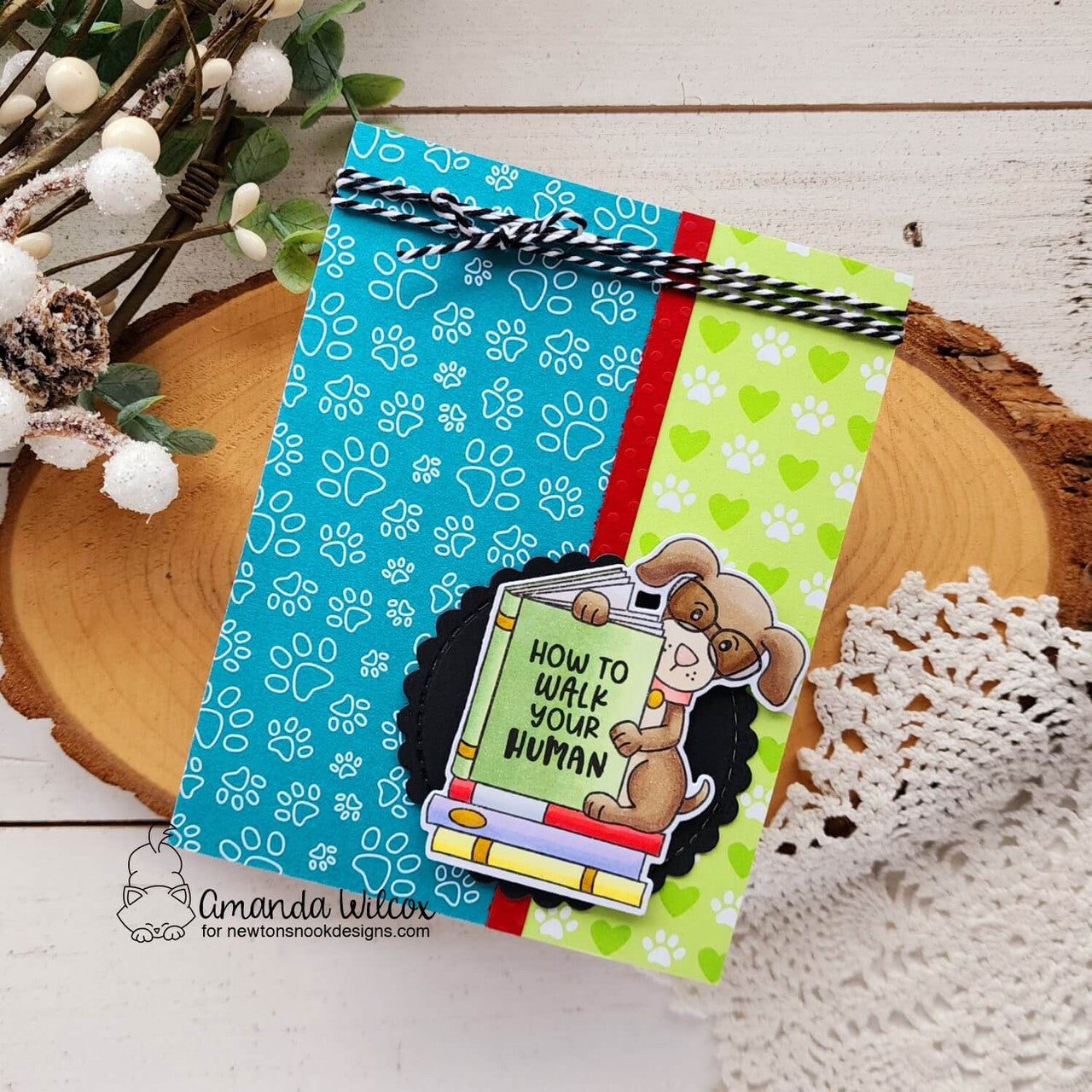 Newton's Nook Designs Puppy’s Reading List Clear Stamps nn2311s02 dog prints
