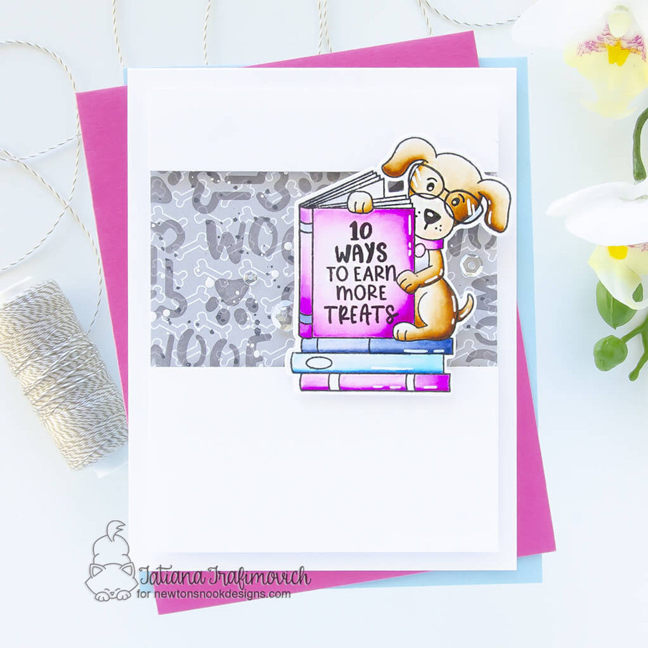 Newton's Nook Designs Puppy’s Reading List Clear Stamps nn2311s02 treats