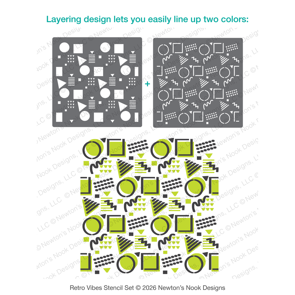 Newton's Nook Designs Retro Vibes Stencils nn2603t02 detail