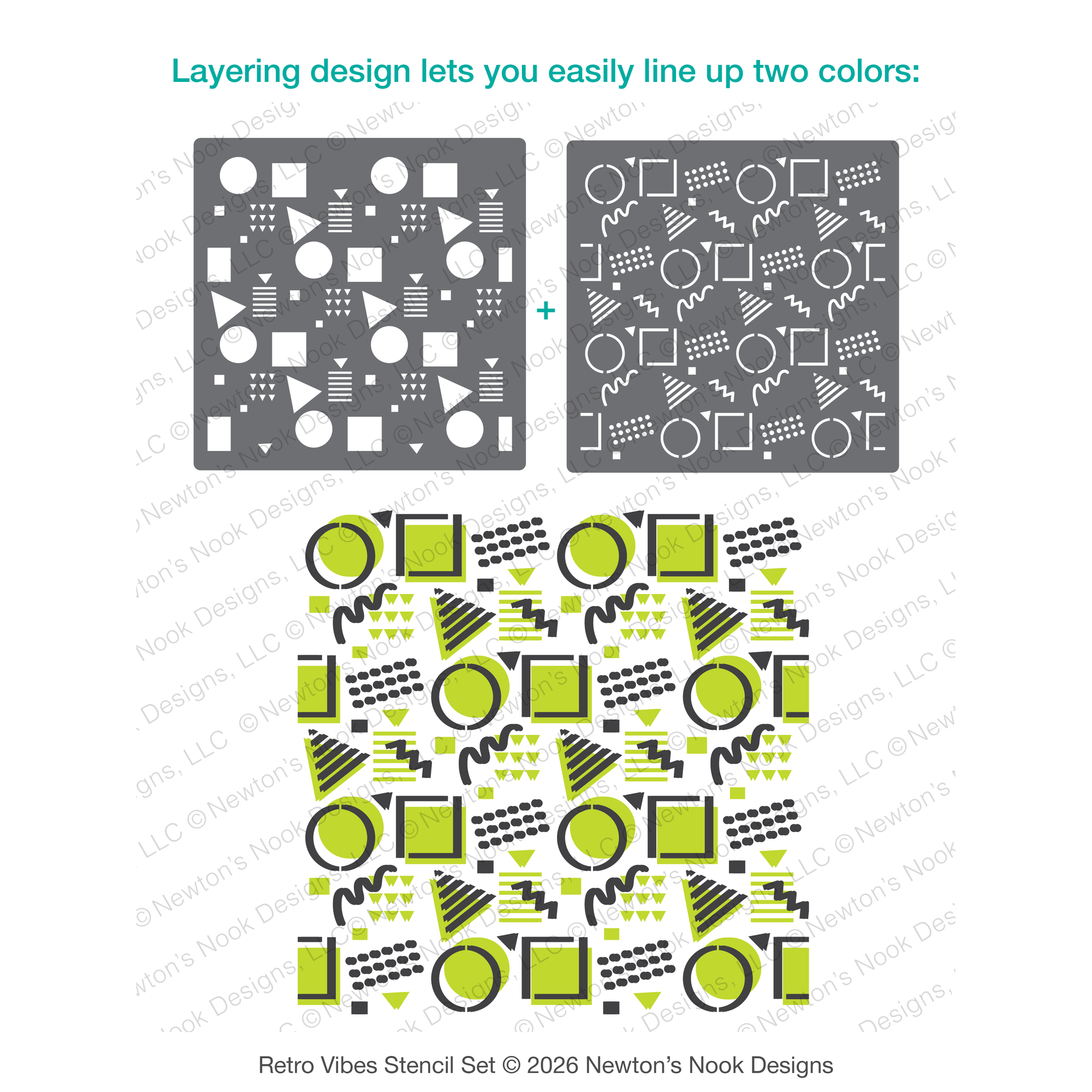 Newton's Nook Designs Retro Vibes Stencils nn2603t02 detail