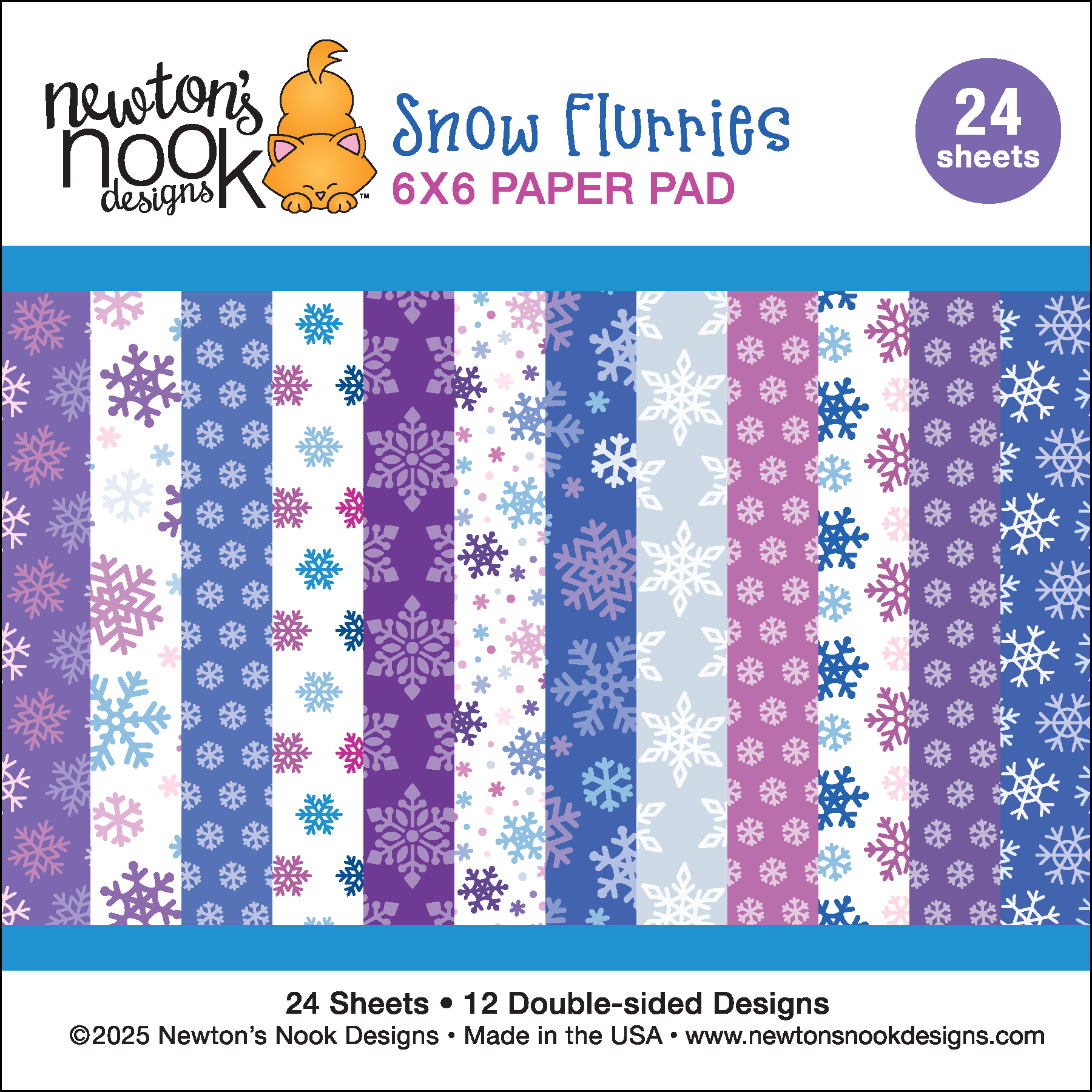 Newton's Nook Designs Snow Flurries 6 x 6 inch Paper Pack nn2510p02