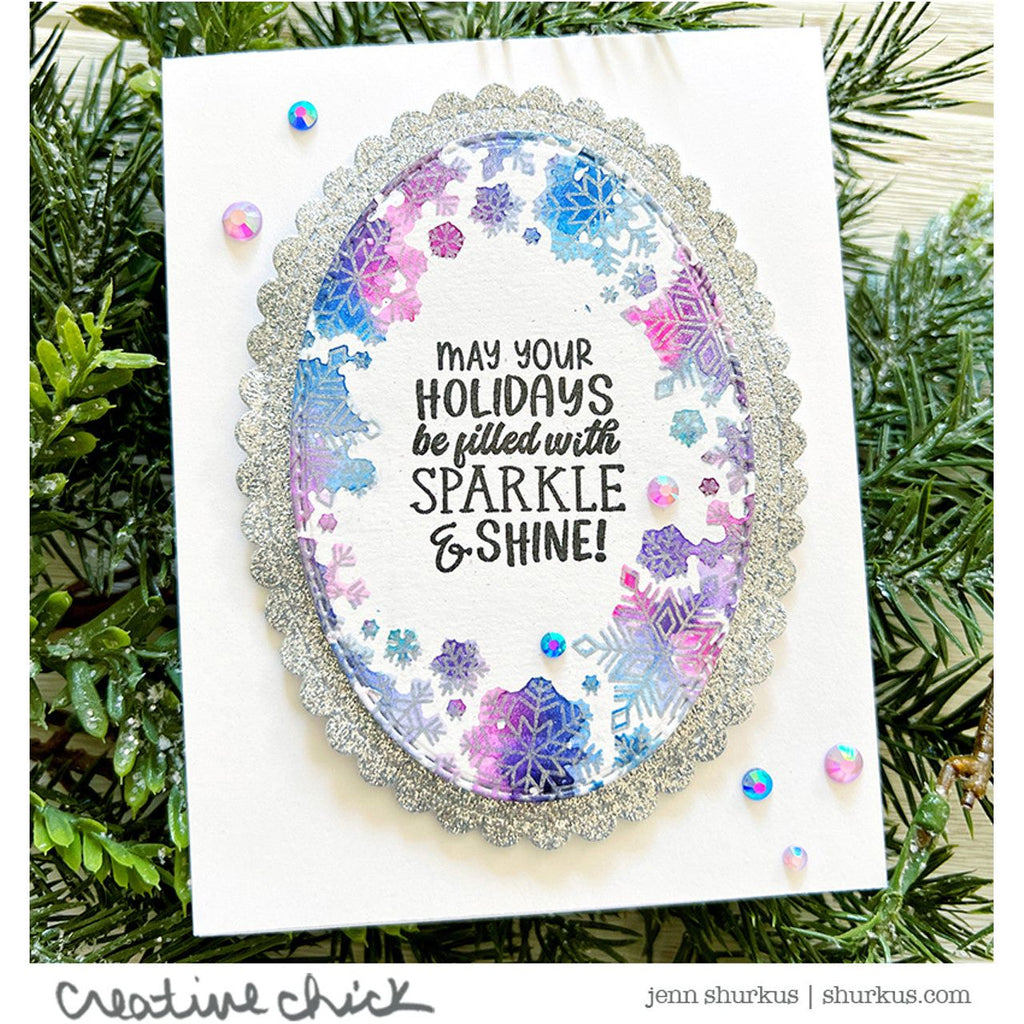 Newton's Nook Designs Snowflake Oval Clear Stamps nn2210s06* sparkle