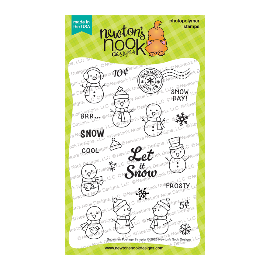Newton's Nook Designs Snowman Postage Sampler Clear Stamp and Die Set image 1