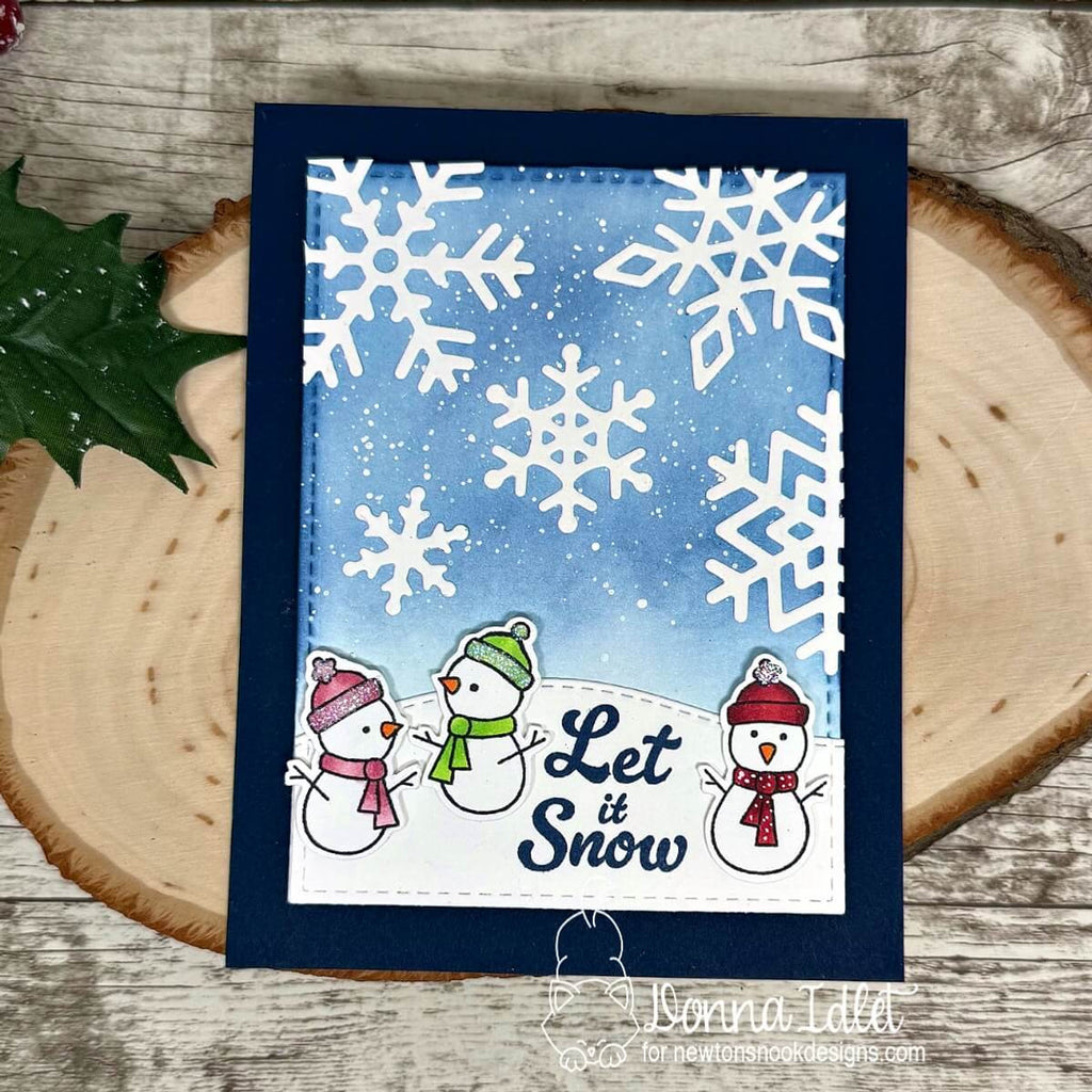 Newton's Nook Designs Snowman Postage Sampler Clear Stamp and Die Set snowflakes