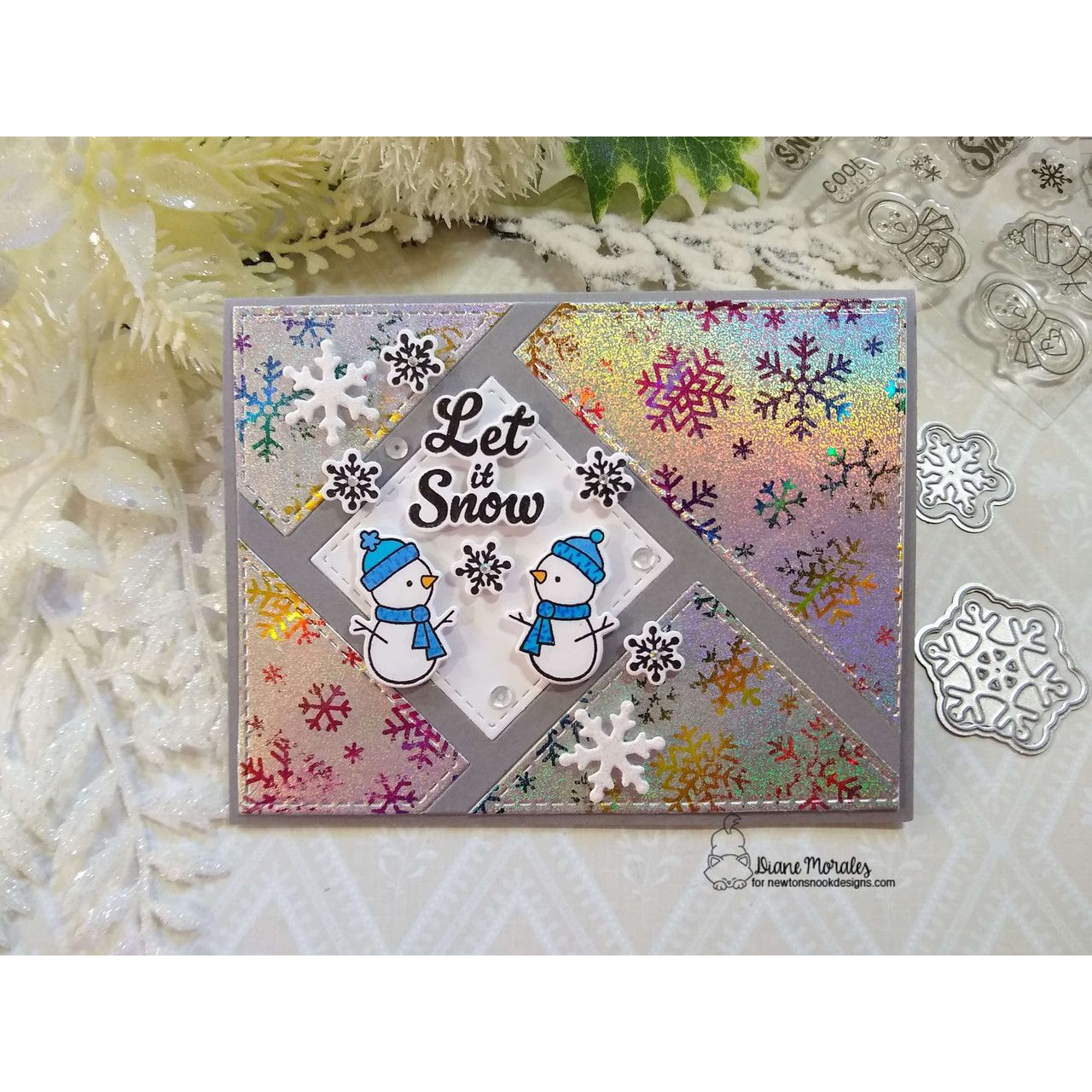 Newton's Nook Designs Snowman Postage Sampler Clear Stamps nn2511s01 snowflakes