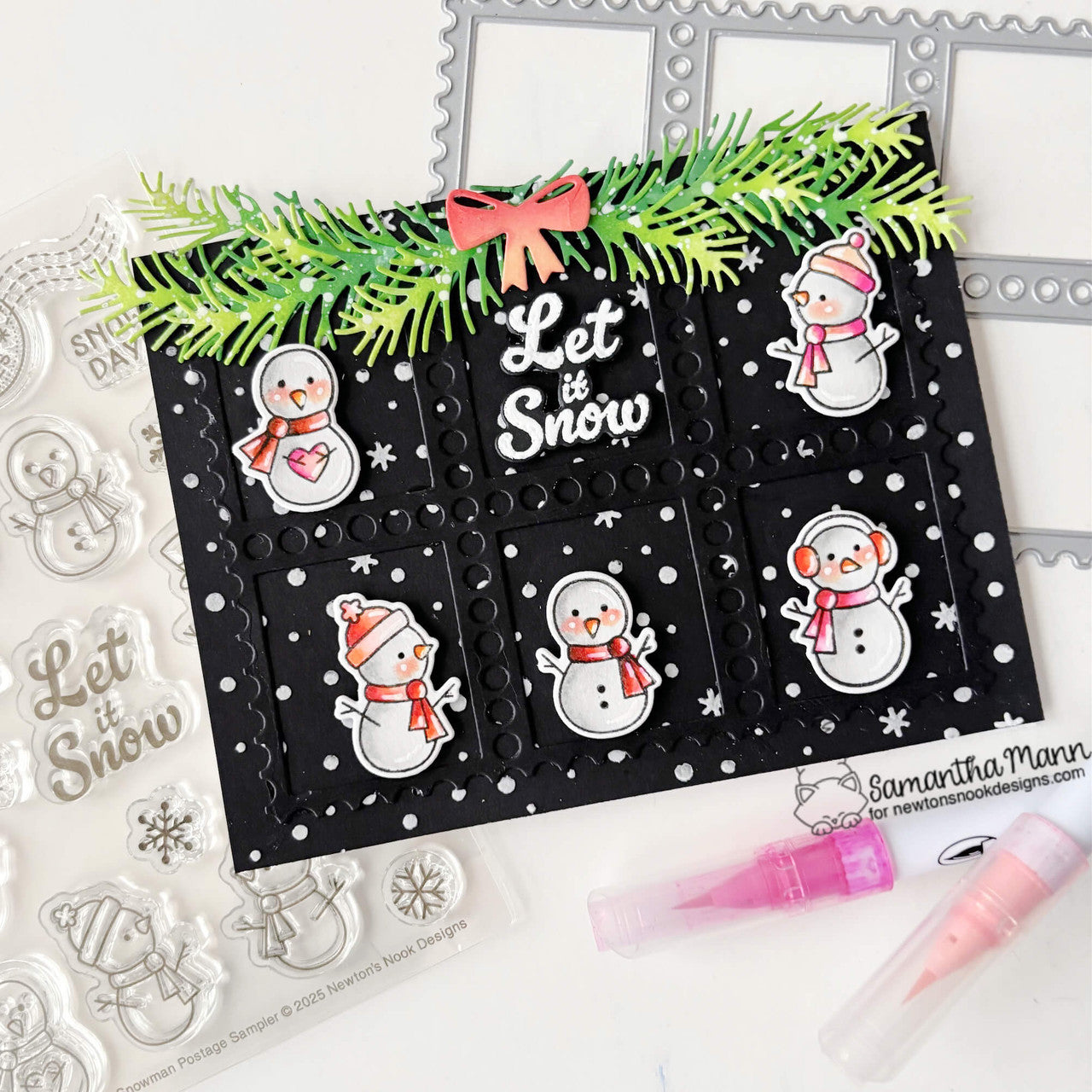 Newton's Nook Designs Snowman Postage Sampler Dies nn2511d01 let it snow