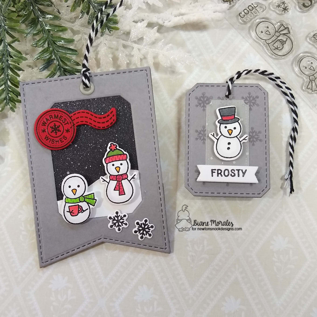 Newton's Nook Designs Snowman Postage Sampler Dies nn2511d01 tags