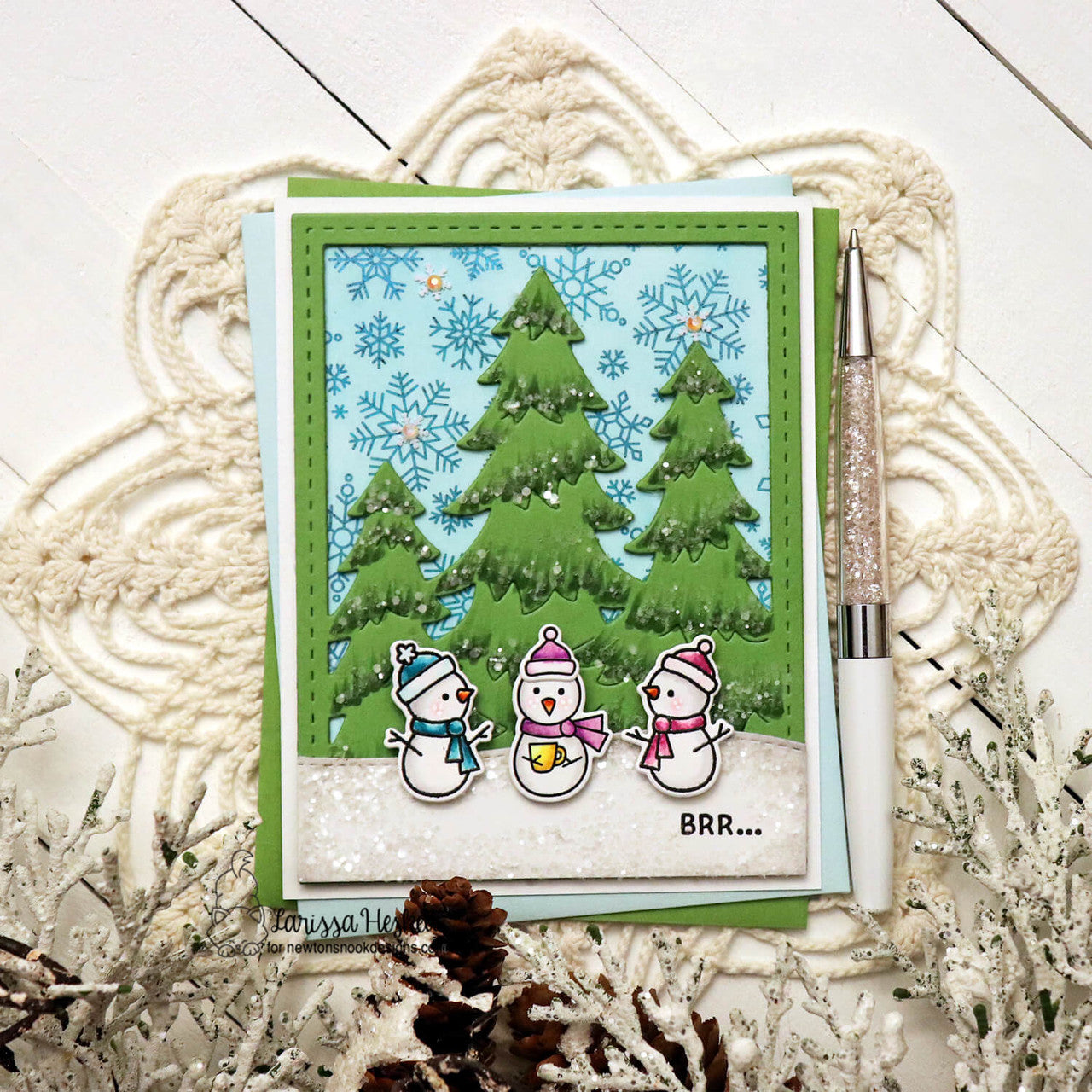 Newton's Nook Designs Snowman Postage Sampler Dies nn2511d01 trees
