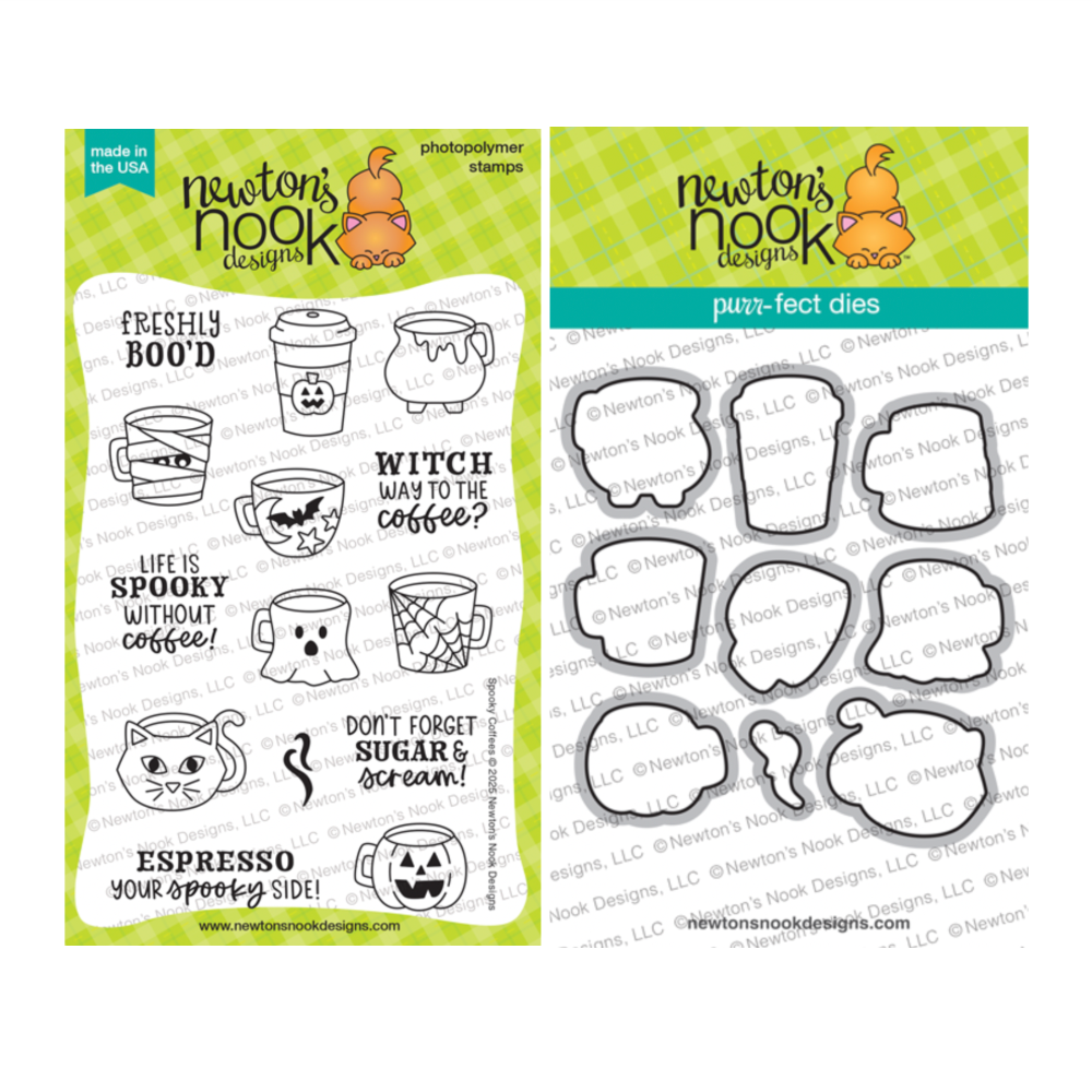 Newton's Nook Designs Spooky Coffees Clear Stamp and Die Set