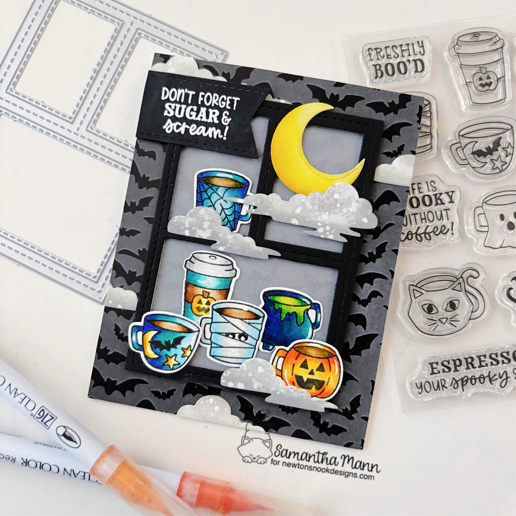 Newton's Nook Designs Spooky Coffees Clear Stamp and Die Set bats